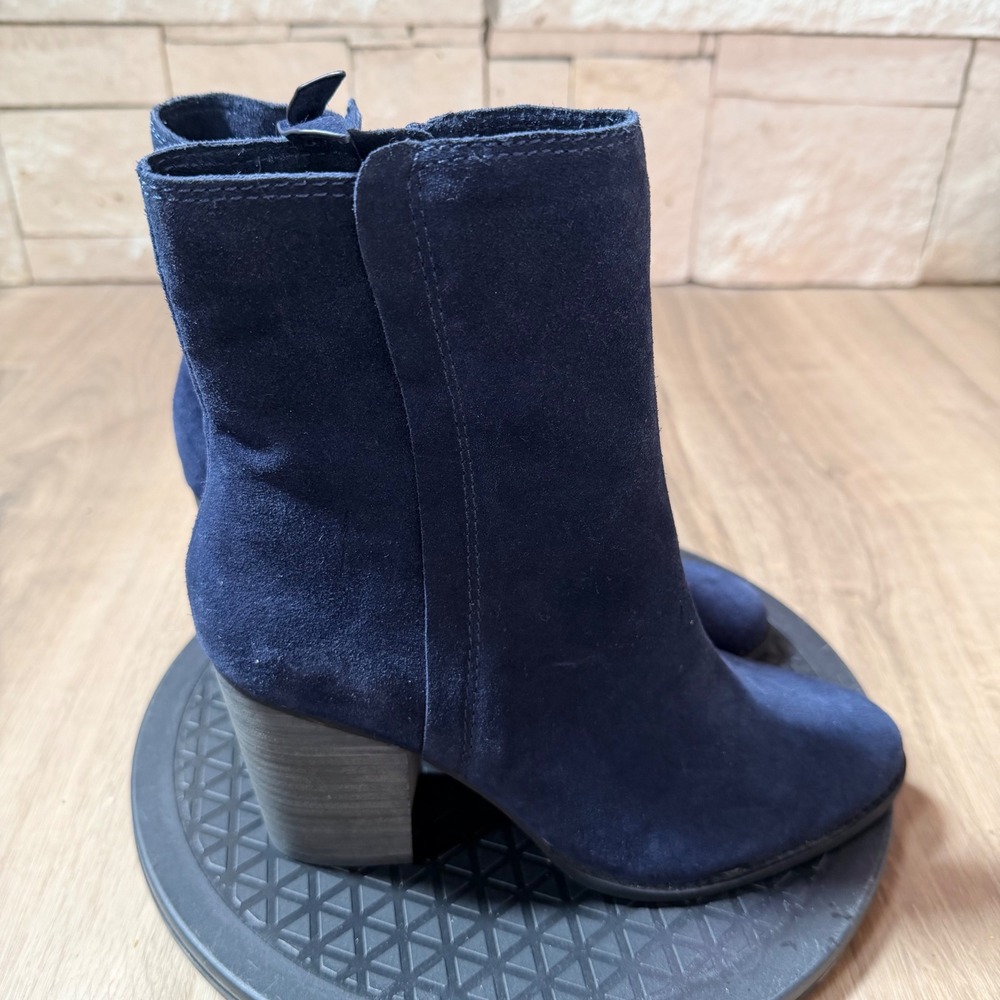 Splendid Women's 8.5 Navy Suede Ankle Boots Pointed Toe Block Heel Fall Staple - Picture 3 of 7